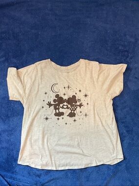 Cream women’s ' Graphic Tee with Black Disney Character Silhouettes